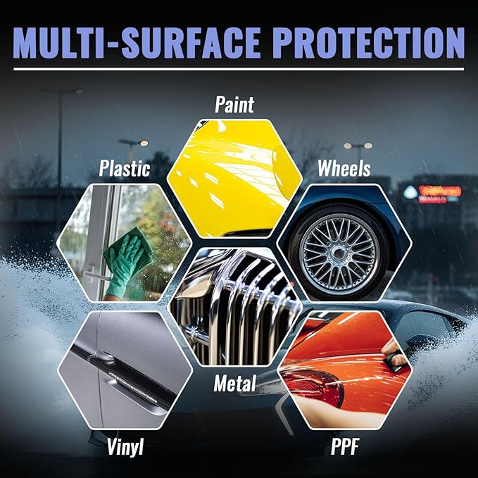 Alpha Quartz 50ml Elastic Film Ceramic Coatings for Cars with 92% Hyper Particles for High Performance, Beginners & Pro Detailers, 4-Hour Cure, Deep Gloss, Slick & Hydrophobic (Covers 2 Midsize Cars)