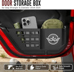 VEILS Rear Door Storage Box for Jeep Wrangler JL JLU 4XE (2018-2025) & Gladiator JT (2020-2025) Accessories, Fits Manual/Power Seats, Heavy-Duty Metal Door Pockets Organizer 2PCS