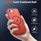 SUPFINE Magnetic for iPhone 17e Case/iPhone 16e Case (Compatible with MagSafe)(Military Grade Drop Protection) Slim Translucent Matte Shockproof with Anti-Fingerprint Phone Case,Red