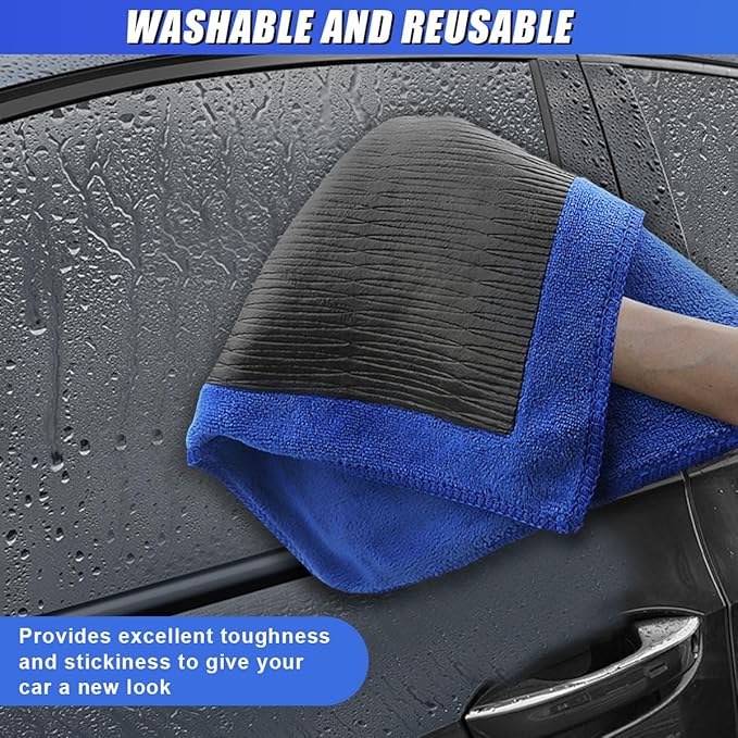 Clay Bar Towel for Auto Detailing, 12" x 12" Fine Grade Microfiber Car Chamois Towel, No-Scratch DIY Detail Clay Bar Alternative Cloth Mud Strip Cleaner Tool for Cars Detailing (1PC)