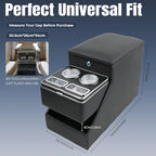 Vehicle Center Console Organizer - Floor-Mounted Lockable Storage with Dual Cup Holders, Fits Minivans, SUVs & Van Middle Seats 10.24 inch Wide
