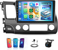 [8Core 6+128GB] Android 15 Car Stereo for Honda Civic 2006-2011 with Wireless CarPlay&Android Auto,10.1 Inch 1280 * 720P IPS Touch Screen,Bluetooth,GPS,WiFi,FM/RDS,32 Band DSP,SWC,HD Backup Camera
