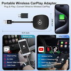 XHU Wireless CarPlay Adapter, CarPlay Wireless Adapter Supports Netflix, YouTube, and TikTok Stream Media Play, for OEM Wired CarPlay to Wireless Dongle, Only Fits for iOS 10+ Phone & Cars from 2016