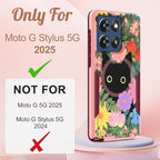for Moto G Stylus 2025 Case - Compatible with MagSafe Women Cute Girls Magnetic Phone Cover Girly Cat Flower Floral Heavy Duty Shockproof Design for Motorola Moto G Stylus 5G 2025 Cases