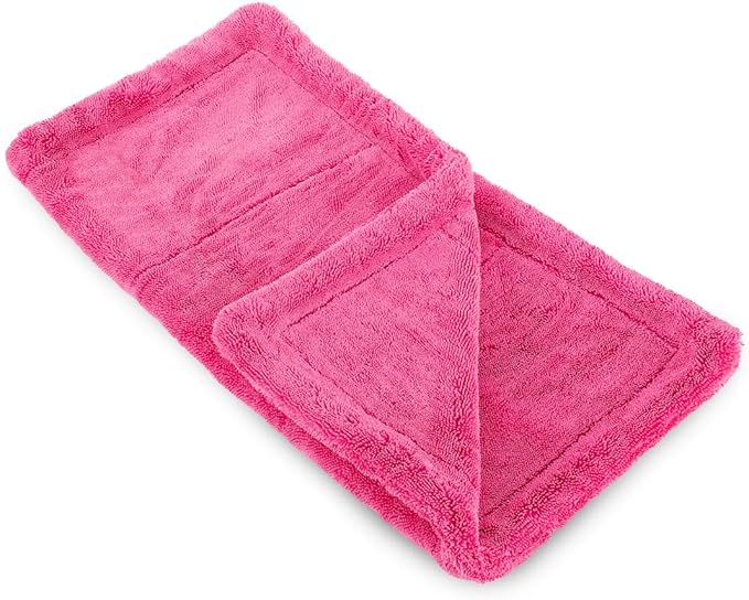 The Rag Company - The Liquid8r M22 Drying Towel - 70/30 Blend, Microfiber, High Absorbency, 20in x 20in - Pink
