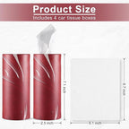SINGARO Car Tissue Holder, 4 Pack Car Cup Holder Facial Tissues with Travel Tissue Bag, Quick and Convenient Flower Combination Car Tissue Box(4 Canisters/200 Tissues) Red