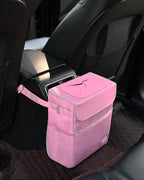 SIBOFUEGO Car Trash Can Cute - Multifunctional Interior Car Accessory for Women, Car Organizer and Storage with Adjustable Straps, Car Stuff Storage 2 Gallons (Leopard-Print Pink)