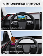 BASENOR Phone Mount for 2025 2026 Tesla Model Y Juniper/Model 3 Highland, Dashboard Phone Holder Does Not Block View [No Adhesive][Dual Arms][360° Adjustable] Tesla Accessories Fit All Smartphone