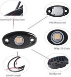 4Pods LED Rock Lights Amber Yellow LED Neon Underglow Light for Car Truck ATV UTV SUV Boat Underbody Glow Trail Rig Lamp
