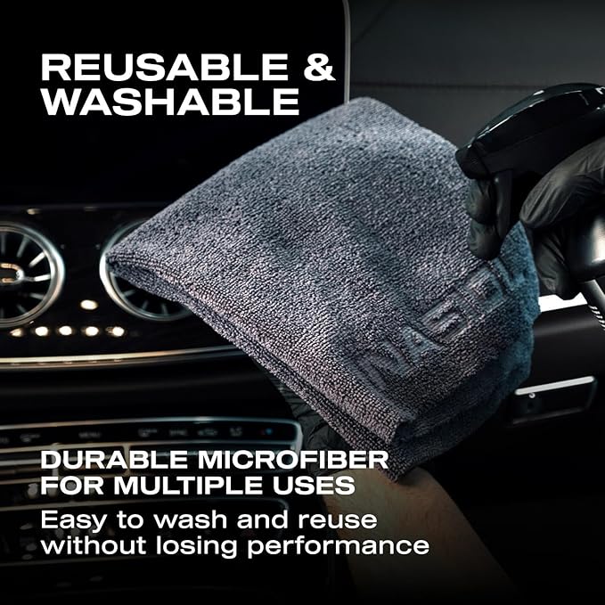 Nasiol Wipe&Buff Microfiber Cleaning and Ceramic Coat Application Cloth – Professional, Highly Absorbent, Lint & Streak-Free, Edgeless Double-Sided Towel – Pack of 10, Dark Gray (13.78 x 15.75 in)