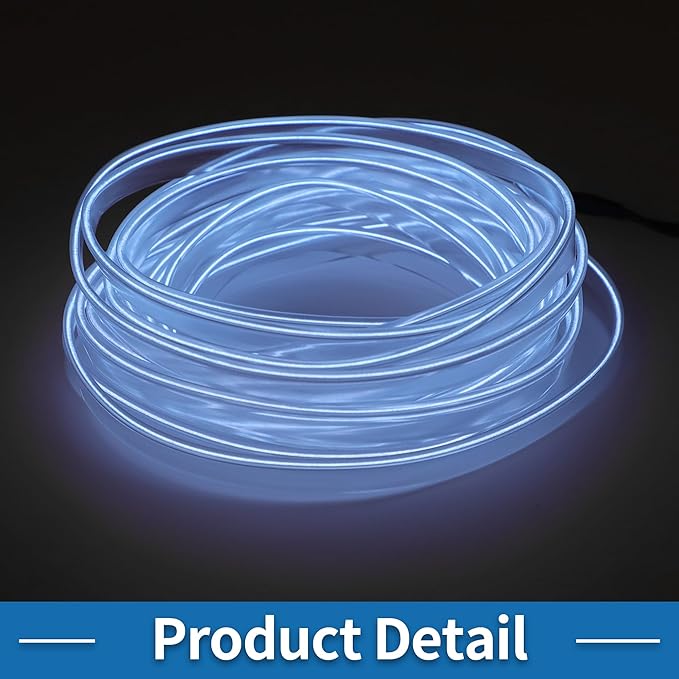 5m EL Wire Cable LED Glow String Light Car Interior Lighting Strip Flexible Neon Light for Car Decoration Wiring Driver(12v) White