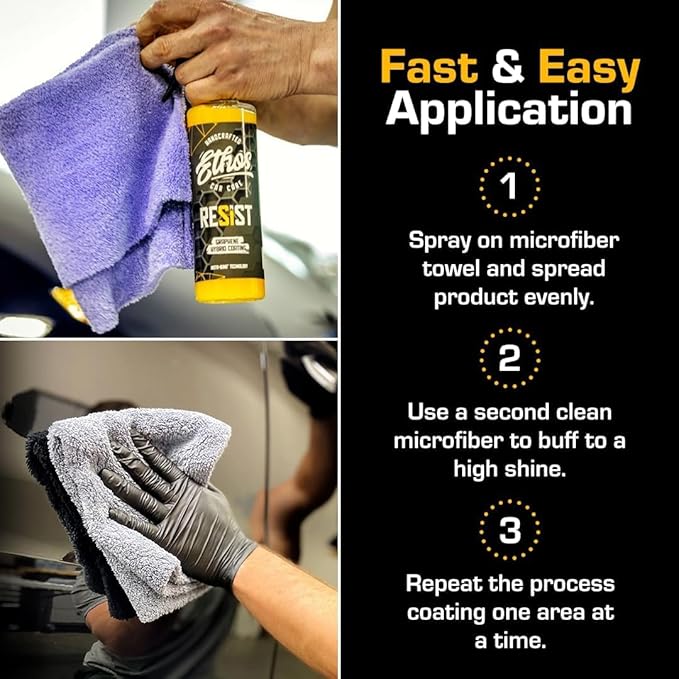 Resist Graphene Spray Coating - UV Ceramic Coating for Cars - Advanced 2-in-1 Hybrid Formula for Incredibly Slick, Glossy Finish - Graphene Ceramic Coating Protection for Car, Boat, RV (16oz (2 Pack))