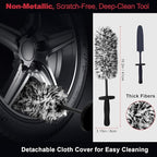 4PCS Professional Wheel Detailing Set - Metal-Free Flat Rim Brush, Dual-Hardness Tire Brushes & Lint-Free Towel | Scratch-Free Brake Dust Removal for All Vehicles