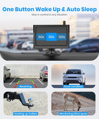 AUTO-VOX Solar Wireless Backup Camera:5" 1080P HD Monitor3-Minute Easy to Install & 5000mAh Battery Powered Back Up Camera SystemIP69K Waterproof Wide Angle Reverse Camera for Car Truck Trailer Vans