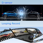 Rear View Mirror Camera, 3 Channel Mirror Dash Cam Front Rear and Inside, 11" Triple Rearview Mirro with 128GB Card, Backup Camera for Car Trucks with WiFi,Reverse Assist,Night Vision,Parking Monitor
