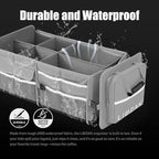 LIBZAKI Oversize 4 in 1 Car Trunk Storage Organizer, Multi Compartment Collapsible Trunk Storage Box with Cooler Bag for Car Truck SUV-Gray