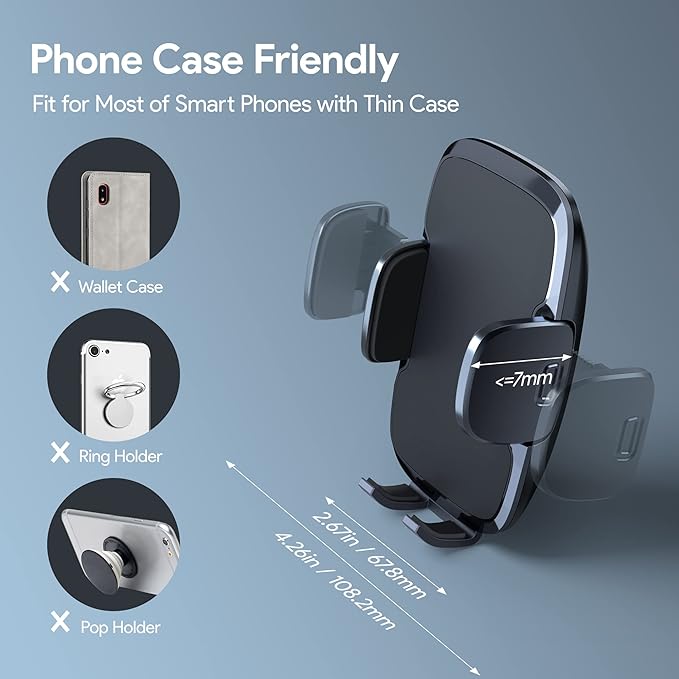 FESIYOYE Phone Mount for Car [6.2in Flexible Arm] Cell Phone Holder for Windshield Dashboard [Washable Strong Suction] Automotive Accessories Car Mount for iPhone Android Smartphone Universal Cradles