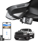 Front 4K & Rear 1080P Dash Cam Custom Fit for 5th Gen Dodge RAM 1500,2019 2020 2021 2022 2023 2024 (Model E),Rebel Big Horn Laramie Tradesman TRX Classic,UHD 2160P Video,OEM Look,App&WiFi,128GB Card
