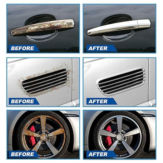Car Rust & Iron Particle Remover Spray, Fast Acting Heavy Duty Metal Cleaner Rust Remover Spray, for Removing Rust and Particles from Cars, Tools, Bolts & More Removers for All Surfaces (2Pcs)
