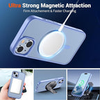 SUPFINE Magnetic for iPhone 15 Case (Compatible with MagSafe) (Military Grade Drop Protection) Slim Translucent Matte Shockproof with Anti-Fingerprint Phone Case, Blue Purple
