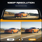9.66 Inch IPS Mirror Dash Cam 1080P Front 480P Rear Dual Lens Touch Screen Dash Cam Front and Rear 150° Wide Angle Night Vision Loop Recording Reverse Assistance Motion Detection