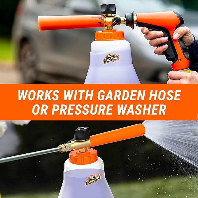 Armor All 2-in-1 Foam Cannon Kit, Car Cleaning Kit Connects to Power Washers and Garden Hoses for Vehicle Cleaning, Includes Foam Cannon, Foam Applicator and Ergonomic Adaptor, 1 count