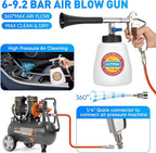 Aluminium Car Cleaning Gun Set with Tapered Nozzle, 6-9.2Bar High Pressure Air Blow Gun with 2 Set Nozzle, Pressure Air Blower Blow Gun Producing Powerful Blast of Air for Cleaning Cars, Velvet, etc