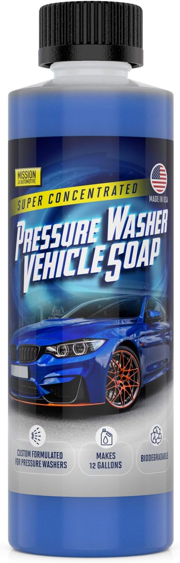Mission Automotive Car Wash Soap Concentrate - 8 Fl Oz 12-Gallon Yield - Biodegradable Formula & Pressure Washer Solution - Pressure Washer Detergent - Soft Wash & Boat Soap
