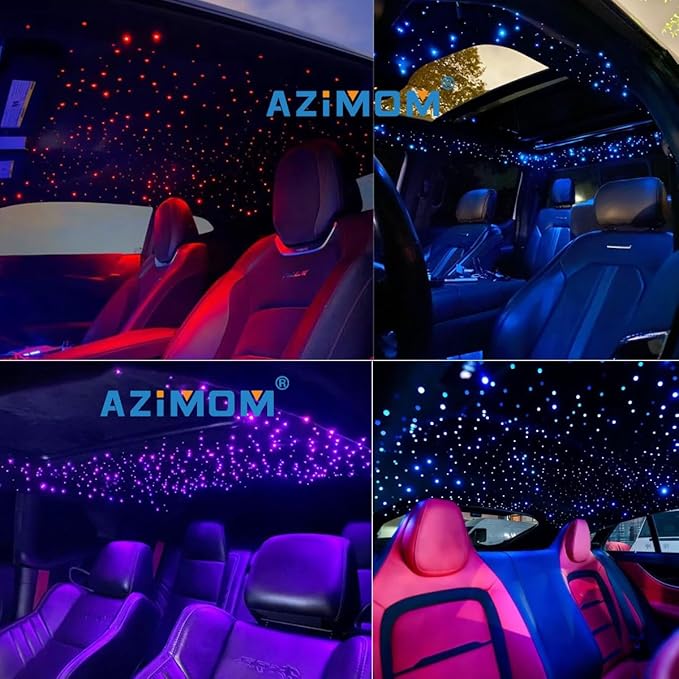 AZIMOM Mini 6W Twinkle 600pcs Fiber Optic Starlight Headliner Kit for Car Home 0.03in 9.8ft End Glow Fiber Strands Sound-Activated APP& Remote Control Starlight Engine