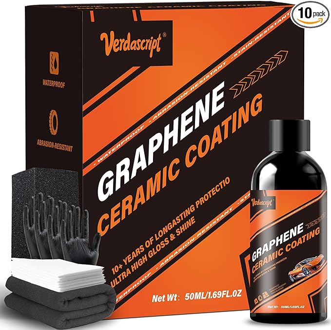 Graphene Ceramic Coating (50ml) - 20H Professional Top Coat Kit. Heavy Duty Paint Sealant, Hydrophobic & High Gloss Shine, 10+ Yrs Long-Lasting Protection. Apply After Car Wash & Paint Correction.