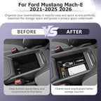 LUWU 2024 Mustang Mach E Center Console Organizer for 2021-2024 Ford Mustang Mach E Select/Premium/GT Accessories Armrest Console Storage Box Glove Organizer Tray ABS Material (Black)