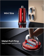 【Upgraded】 125W USB C Car Charger Super Fast Charging for iPhone 16, [PD65W & QC60W][All Metal] MRGLAS Cigarette Lighter Car Charger,Dual Port for iPhone 16 15 Pro iPad Samsung S25 S24 MacBook-Red