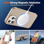 SUPFINE Magnetic for iPhone 14 Pro Max Case(Compatible with MagSafe)(Military Grade Drop Protection) Slim Translucent Matte Shockproof with Anti-Fingerprint Phone Case,Desert Gold