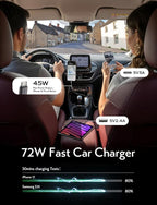 LISEN Retractable Car Charger USB C, [Upgraded 72W Max] Car Accessories for F150/Jeep Gadgets Gifts for Men Women, Valentine Gifts for Men Him Her Car Charger for iPhone/Android Truck RV Electronics