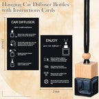 DaisyInner 100 Sets Car Diffuser Bottles Empty Bulk Hanging Car Air Freshener Diffuser Bottles Bulk Glass Perfume Holder with Instruction Cards for Essential Oil Fragrance Pendant(Square,Black)