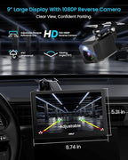 IK5 9" Wireless Apple CarPlay & Android Auto Screen, Portable Car Stereo with 4K Dash Cam & 1080p Backup Camera, Add CarPlay to Any Vehicle, Touchscreen, Mirror Link