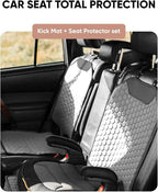 Owleys Set Seat Back Organizer & Car Seat Protector Hexy Waterproof & Non-Slip Protector for Child Car Cushion for Leather and Fabric Seats (Gray Set 2)