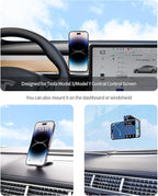 Fast Charging Wireless Car Charger Mount, Magnetic Foldable Car Phone Holder for Tesla Model 3/Y Designed for MagSafe Compatible with iPhone 12/13/14 Series