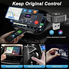 2-in-1 Wireless CarPlay Adapter for Apple iPhone & Android Auto - Wired CarPlay to Wireless Device, T-Shaped for Car USB Plug and Play Auto Reconnect, Auto-Connect, No Delay [2026 Upgraded]