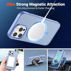 SUPFINE Magnetic for iPhone 14 Pro Case (Compatible with MagSafe) (Military Grade Drop Protection) Slim Translucent Matte Shockproof Phone Cover,Blue Purple