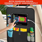 2 Pack Car Backseat Organizer with Touch Screen Tablet Holder,6 Storage Pockets Protectors Kick Mats,Car Back Seat Cover Protector Travel Accessories for Kids