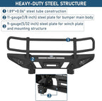 Hooke Road Tacoma Front Bumper Grille Brush Guard for 2005-2011 Toyota Tacoma 2nd Gen Pickup, Steel Push Bull Bar with Winch Plate & LED Lights, Full-Width Off Road Protection