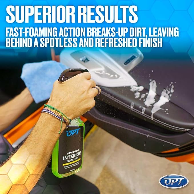 Optimum Interior Cleaner - Car Interior Cleaning and Detailing Spray - Safe on Leather, Upholstery, Interior Trim, Dash, and Plastic (17 oz)