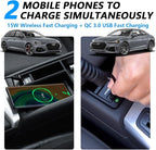Wireless Car Charger for Audi A4/S4/A5/S5/RS5 2017 2018 2020 2021 2022 RS4 2019 2020 2021 2022, 15W Fast Charging Phone Charger Pad with QC3.0 USB Port for iPhone 12/13/13Pro Galaxy S22/S21