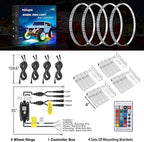 Nilight 4PCS 17.5inch LED Wheel Ring Lights RGB with APP and Remote Control Neon Lights Million Colors w/Turn Signal and Braking Function for Car Van SUV Truck