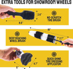 Detail Dudes Car Detailing Brush Set 9-pc - Boars Hair Brushes Plus Wheel Cleaner, Tire Brush and Dressing Applicator - Car Cleaning Kit for Leather Seats, Dashboards, Wheels, Grills and Paint