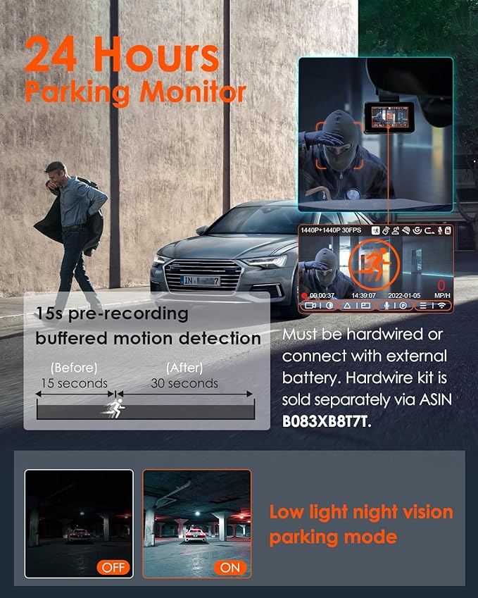 Vantrue E2 Pro Dash Cam Front and Rear, 2.5K Upgrade Rear Cam, STARVIS 2, 4K+2.5K Dash Camera for Cars, Voice Control, WiFi, GPS, Night Vision, 24H Parking Mode, Loop Recording, 2.45" IPS, Support 1TB