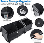SUV Trunk Organizers and Storage, Leather Car Trunk Storage Organizer with Lid & Push-pull Handle, Combination of SUV Cargo Organizer, Waterproof Car Storage Box for Sedan Van Minivans