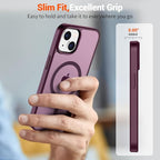 SUPFINE Magnetic for iPhone 15 Plus Case & iPhone 14 Plus Case(Compatible with MagSafe)(Military Grade Drop Protection) Slim Translucent Shockproof Phone Case,Wine Red