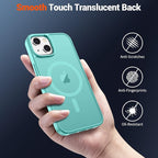 SUPFINE Magnetic for iPhone 15 Case (Compatible with MagSafe) (Military Grade Drop Protection) Slim Translucent Matte Shockproof with Anti-Fingerprint Phone Case, Blue Green